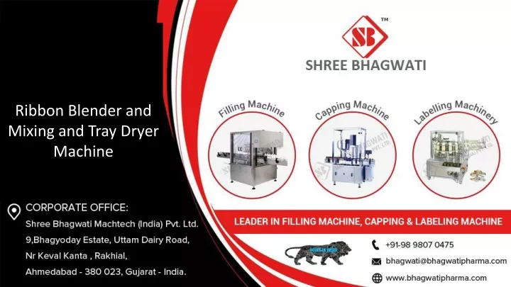 ribbon blender and mixing and tray dryer machine