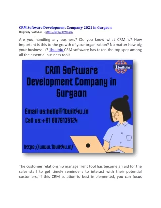 CRM Software Development Company 2021 in Gurgaon