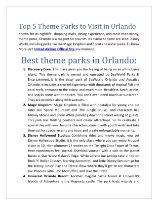 Top 5 Theme Parks to Visit in Orlando