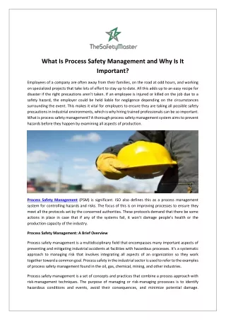 What Is Process Safety Management and Why Is It Important