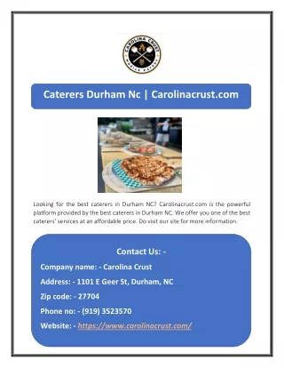 caterers durham nc carolinacrust com