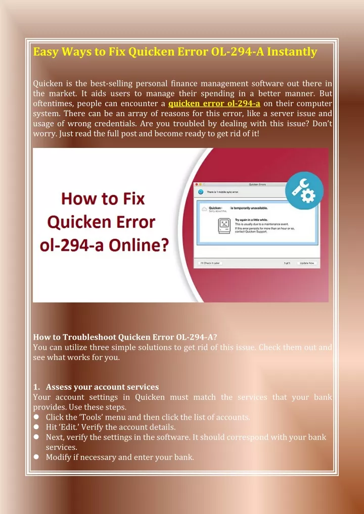 PPT - Easy Ways To Fix Quicken Error OL-294-A Instantly PowerPoint ...