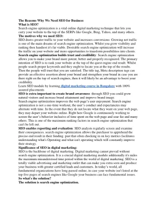 the reasons why we need seo for business what