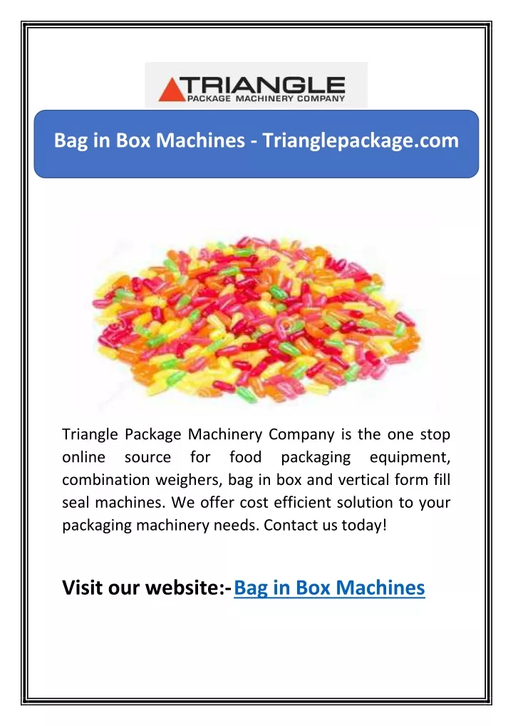 bag in box machines trianglepackage com