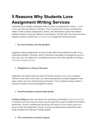 5 Reasons Why Students Love Assignment Writing Services