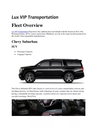 lux vip transportation fleet overview