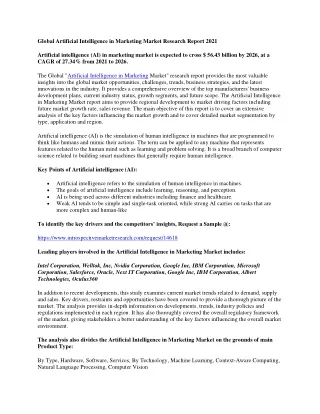 Global Artificial Intelligence in Marketing Market Research Report 2021