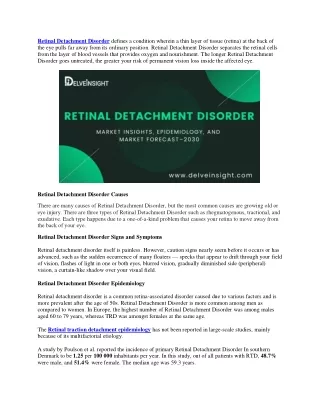 Retinal Detachment Disorder Market