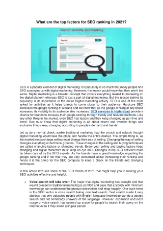 what are the top factors for seo ranking in 2021