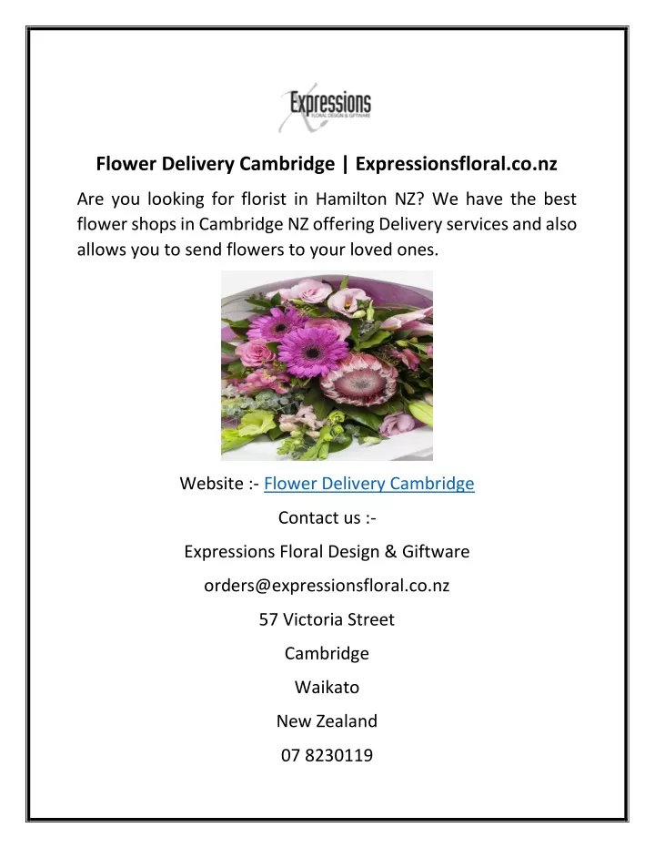 flower delivery cambridge expressionsfloral co nz