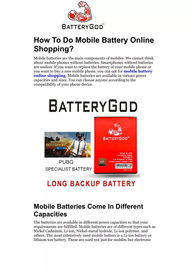 how to do mobile battery online shopping