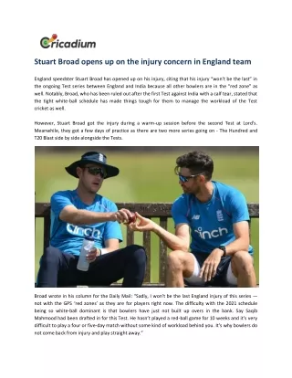 stuart broad opens up on the injury concern