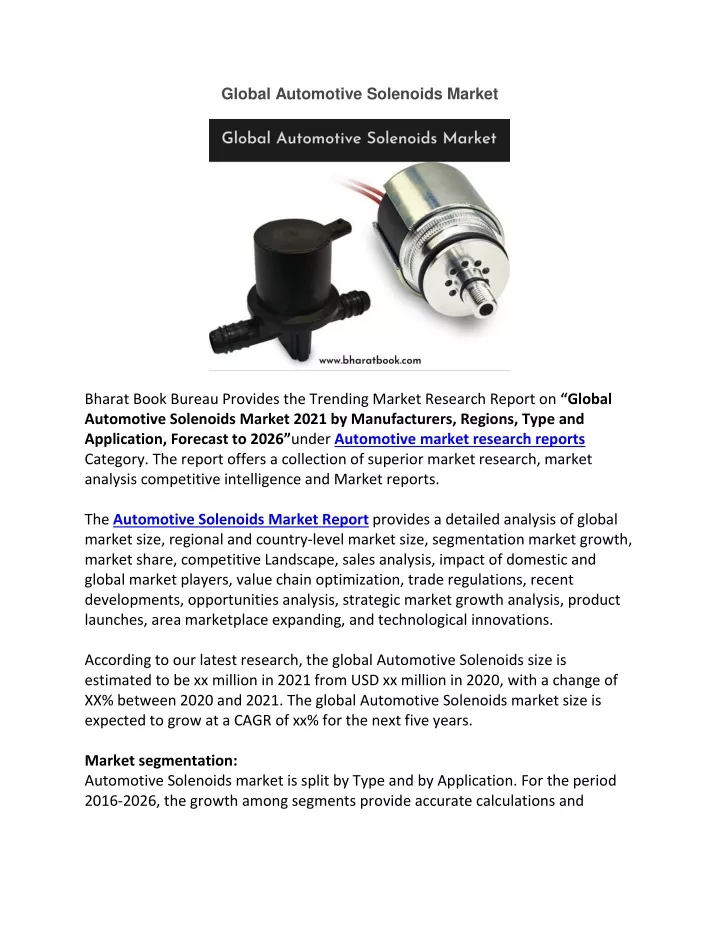 global automotive solenoids market