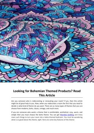 Looking for Bohemian Themed Products Read This Article