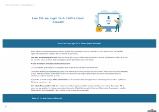 How Can You Login To A Telstra Email Account?