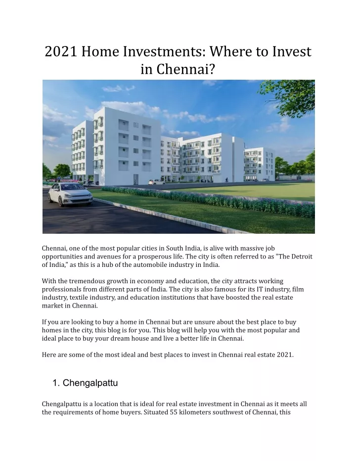 2021 home investments where to invest in chennai