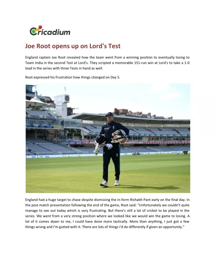 joe root opens up on lord s test
