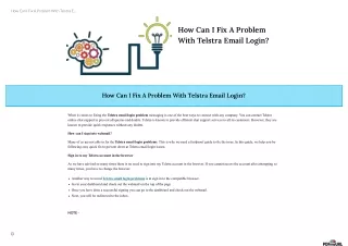 How Can I Fix A Problem With Telstra Email Login?