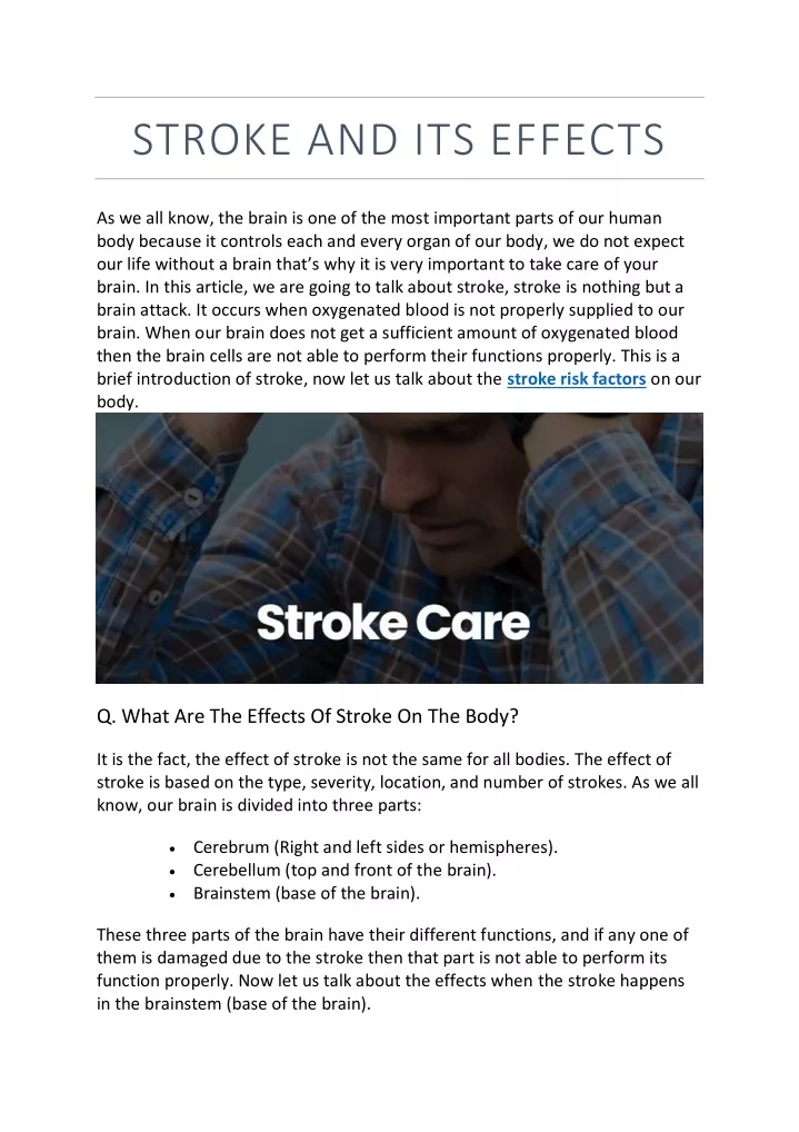 stroke and its effects