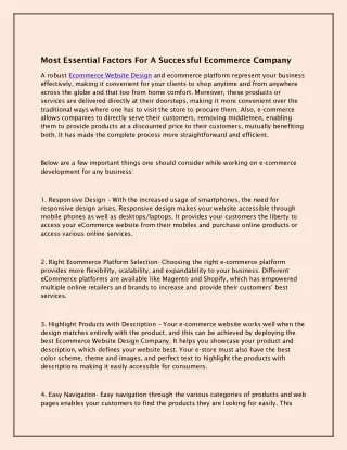 most essential factors for a successful ecommerce