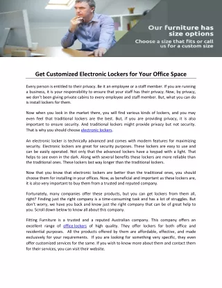 get customized electronic lockers for your office