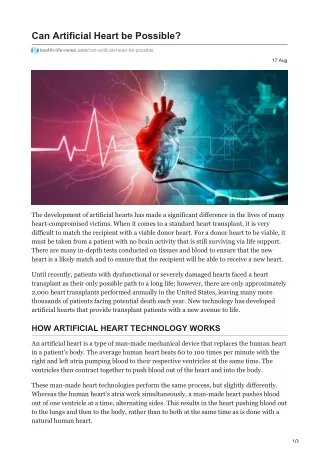 can artificial heart be possible