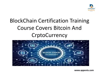 blockchain certification training course covers bitcoin and crptocurrency