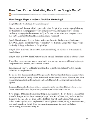 how can i extract marketing data from google maps