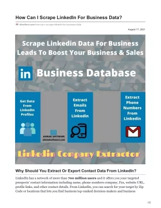 how can i scrape linkedin for business data