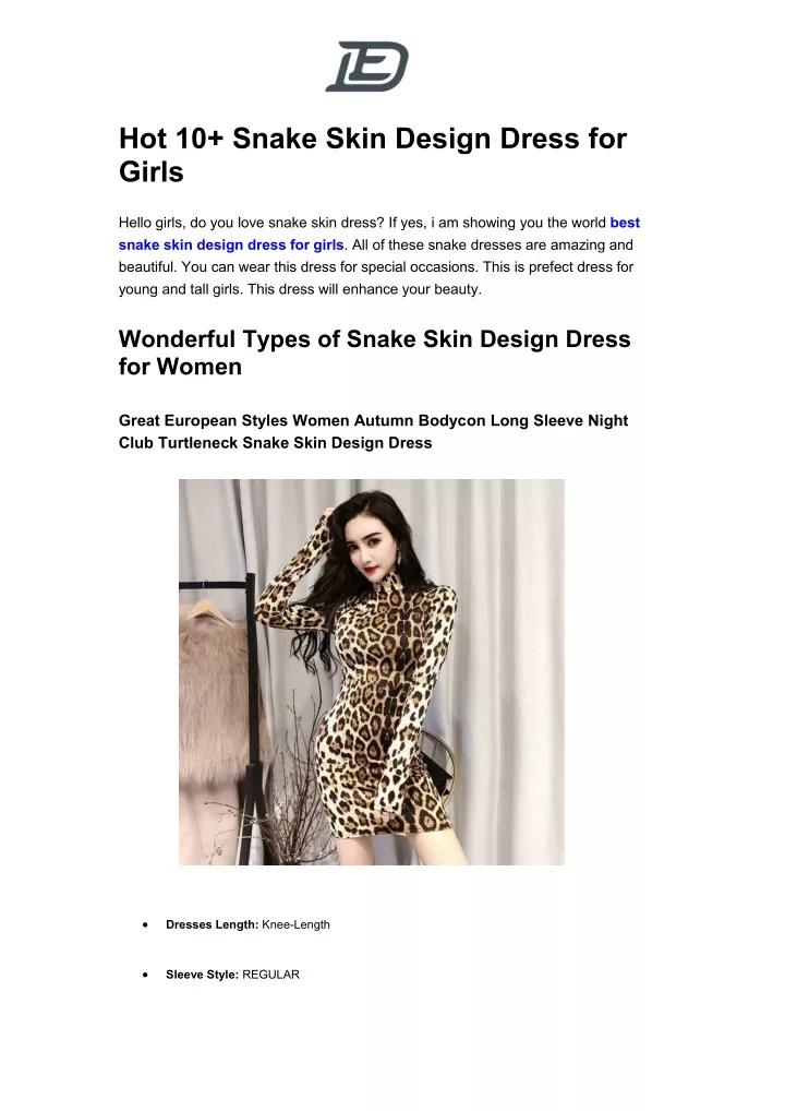 hot 10 snake skin design dress for girls
