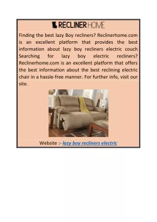 Lazy Boy Recliners Electric | Reclinerhome.com