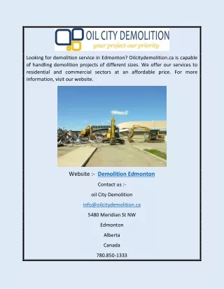 Demolition Edmonton | Oilcitydemolition.ca