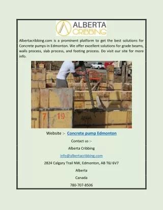 Concrete Pump Edmonton | Albertacribbing.com