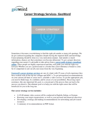 Career Strategy Services- GeoWord
