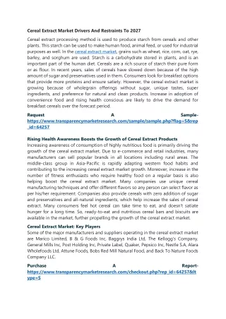 cereal extract market drivers and restraints