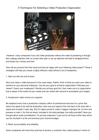 9 techniques for selecting a video production