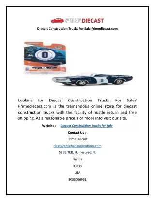 Diecast Construction Trucks For Sale  Primediecast