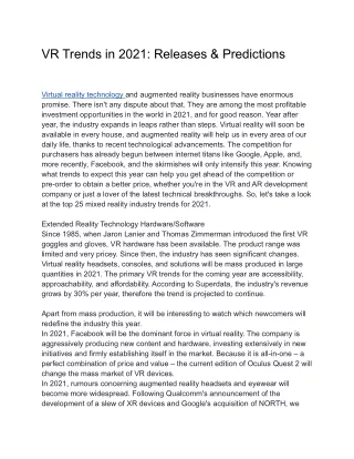 VR Trends in 2021_ Releases & Predictions