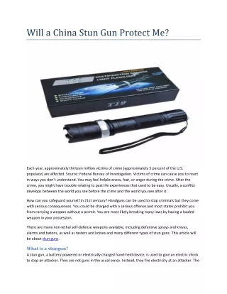 Will a China Stun Gun Protect Me?
