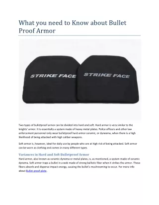 What you Need to Know About Bullet Proof Armor