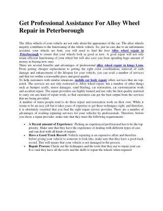 Get professional assistance for alloy wheel repair in peterborough