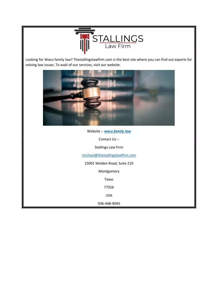 looking for waco family law thestallingslawfirm