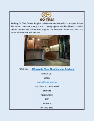 Affordable Floor Tiles Supplier Brisbane | Gotilesqld.com