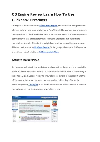 cb engine review learn how to use clickbank
