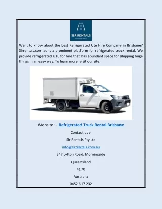 Refrigerated Truck Rental Brisbane | Slrrentals.com.au