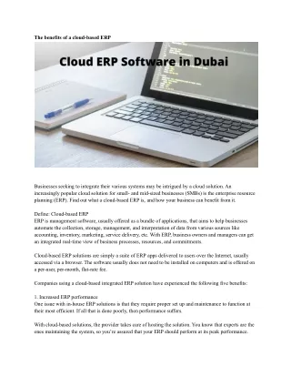 the benefits of a cloud based erp