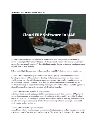 six reasons your business needs cloud erp
