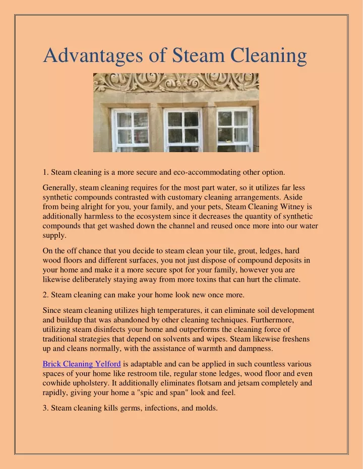 advantages of steam cleaning