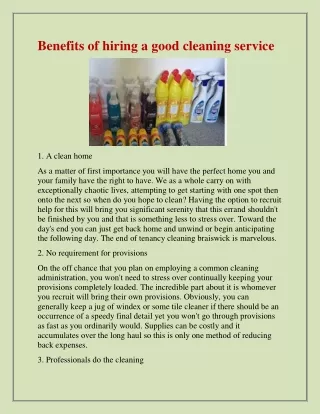 benefits of hiring a good cleaning service