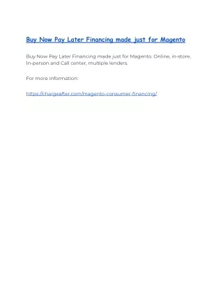 buy now pay later financing made just for magento